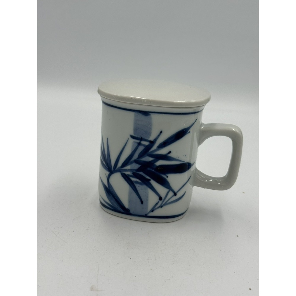 Vintage Lillian Vernon Porcelain Teacup With Lid And Bamboo Design